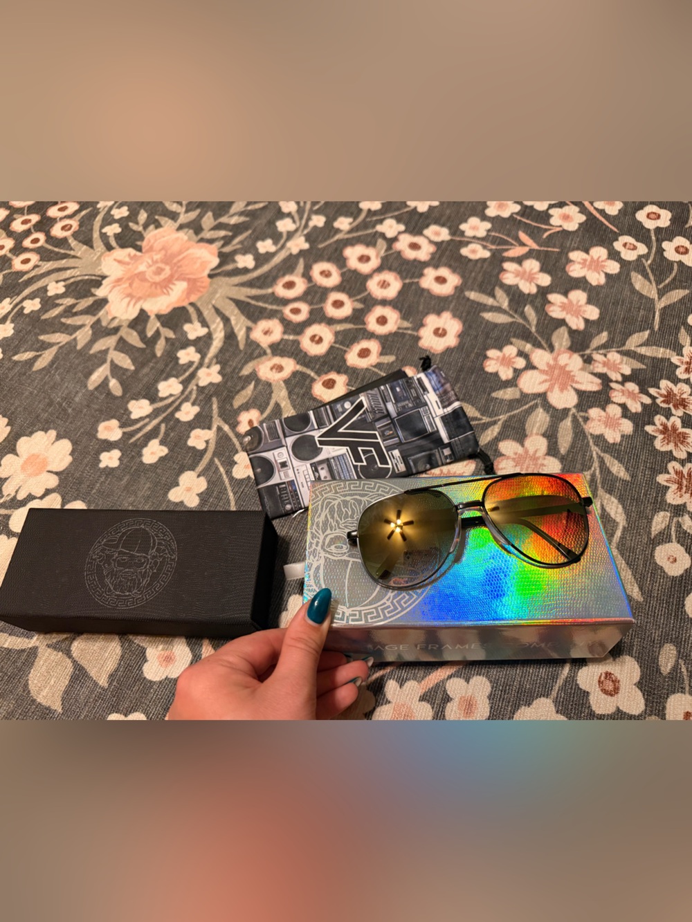 VINTAGE FRAMES HILTON CONTINENTAL AVIATOR WITH GRADIENT LENSES AND GREEN FLASH